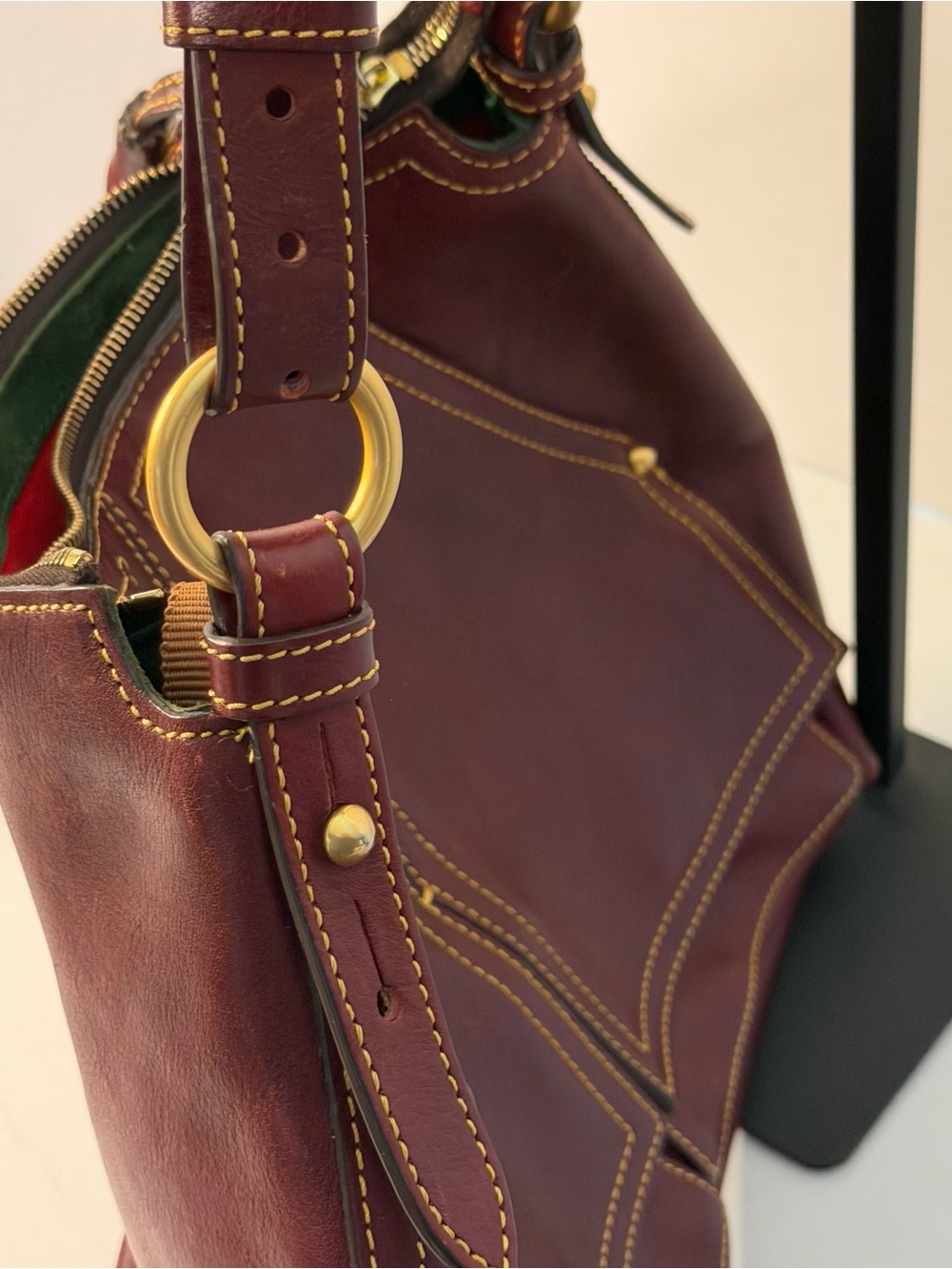 Dooney & Bourke Florentine Kingston Bordeaux Leather Hobo Shoulder Bag - Picture 13 of 15